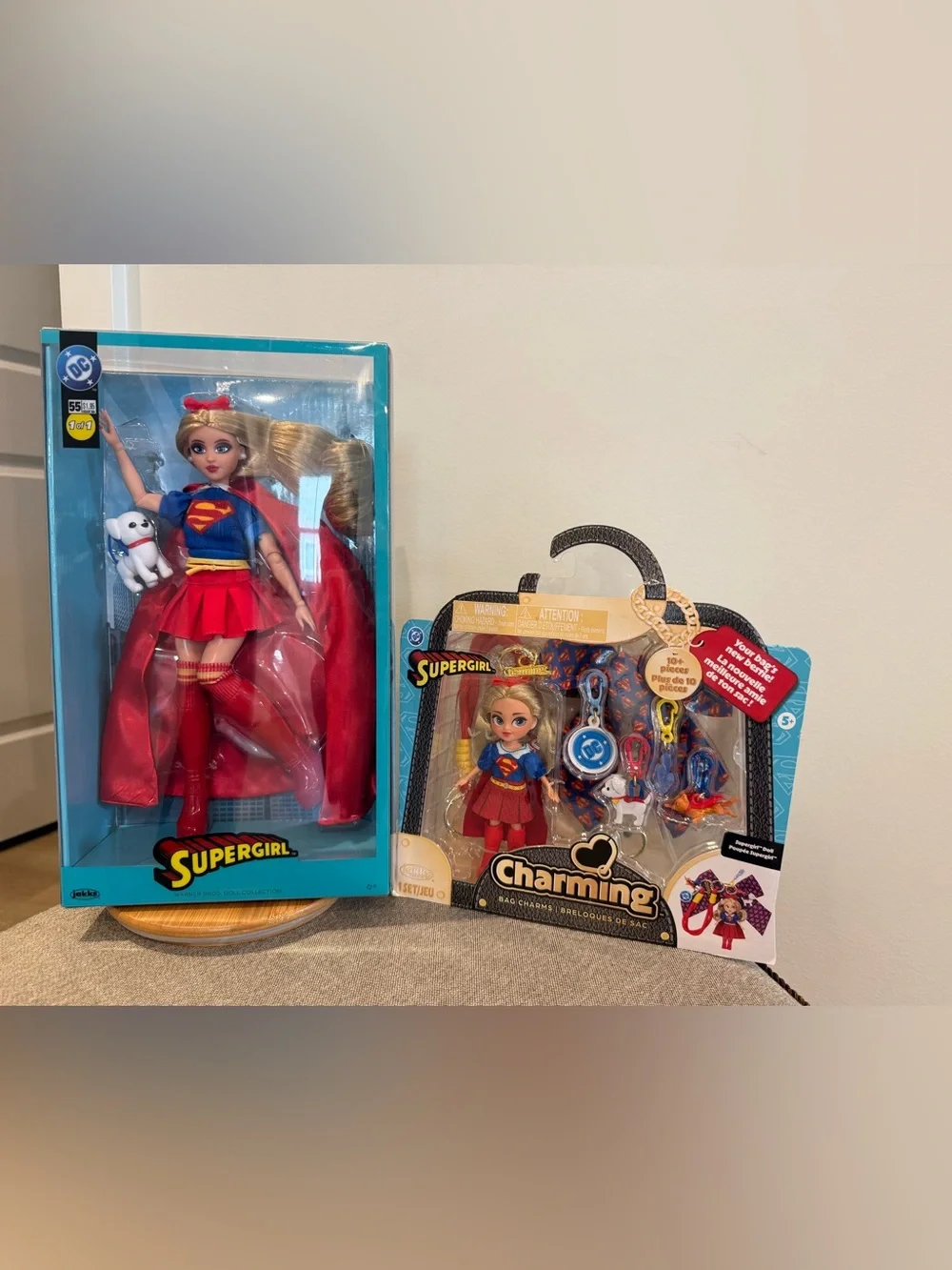New In Hand Jakks Pacific DC Comics Fashion Supergirl & Charming Bag Clip Dolls